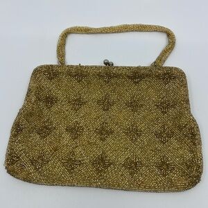 Vintage Elegant Gold Beaded Handbag